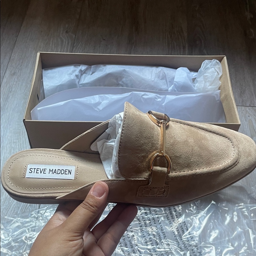 Steve Madden Suede Loafers with Gold Accent